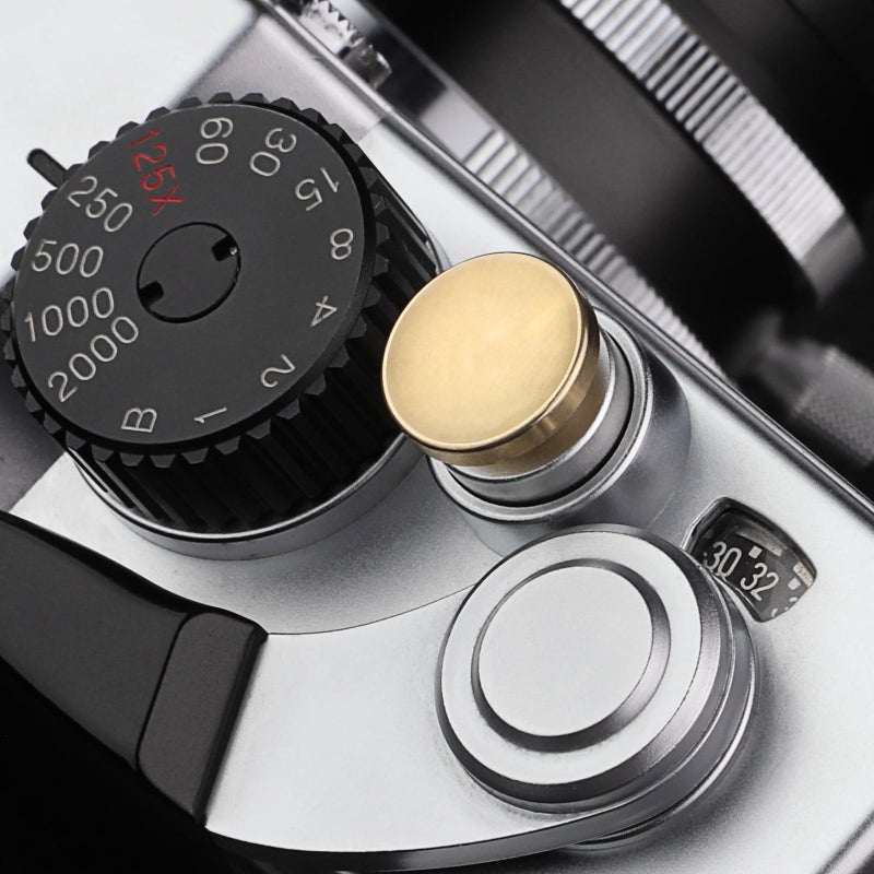 Haoge Metal Shutter Release Button for Fujifilm XM5 XT50 XT4 X-E5 Xhard X-E2S X-E3 XT2 XT3 X-T30 II XT20 X-Pro3 XPro2 X100VI X100V X100TS X100F and Leica D LUX 8 Q3 M10 M11 M240 Concave Surface Golden - Image 2