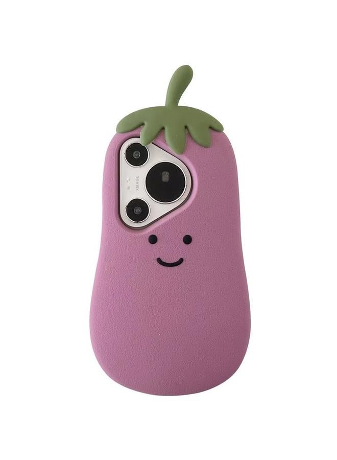 اس-توب جراب لهاتف Huawei P70 Pro / P70 Pro+ جراب سيليكون بتصميم كرتوني ثلاثي الأبعاد على شكل باذنجان - Image 1