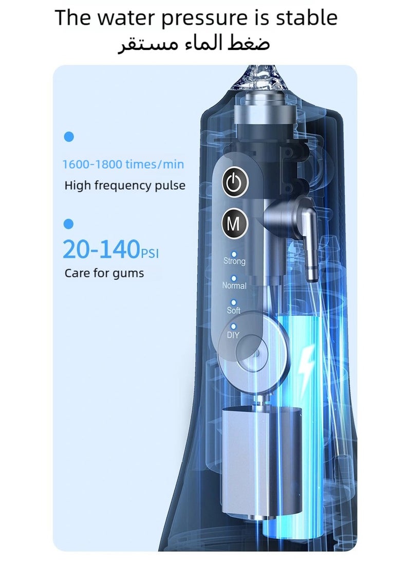 ZEPONOVA Water Flosser For Teeth Cleaner Dental Floss & Flossers Portable Water Dental Flosser For Teeth Oral Irrigator with 4 Modes and 4 Jet Tips, IPX7 Waterproof 260ml - Image 4