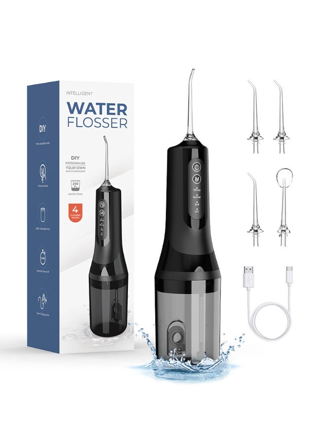 ZEPONOVA Water Flosser For Teeth Cleaner Dental Floss & Flossers Portable Water Dental Flosser For Teeth Oral Irrigator with 4 Modes and 4 Jet Tips, IPX7 Waterproof 260ml - Image 1