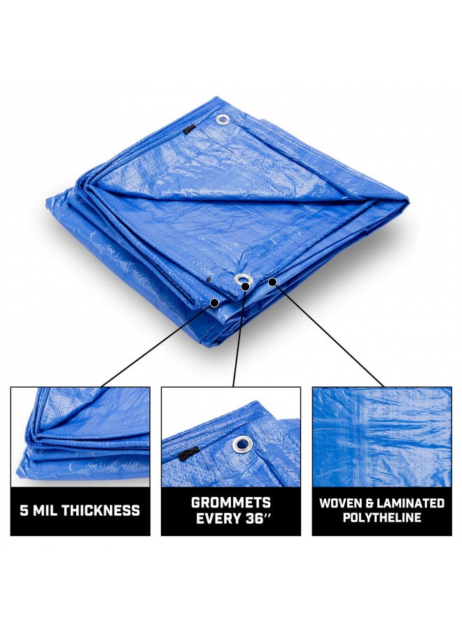 B-Air Grizzly Tarps by B-Air 9' x 12' Large Multi-Purpose Waterproof Heavy Duty Poly Tarp with Grommets Every 36", 8x8 Weave, 5 Mil Thick, for Home, Boats, Cars, Camping, Protective Cover, Blue - Image 4