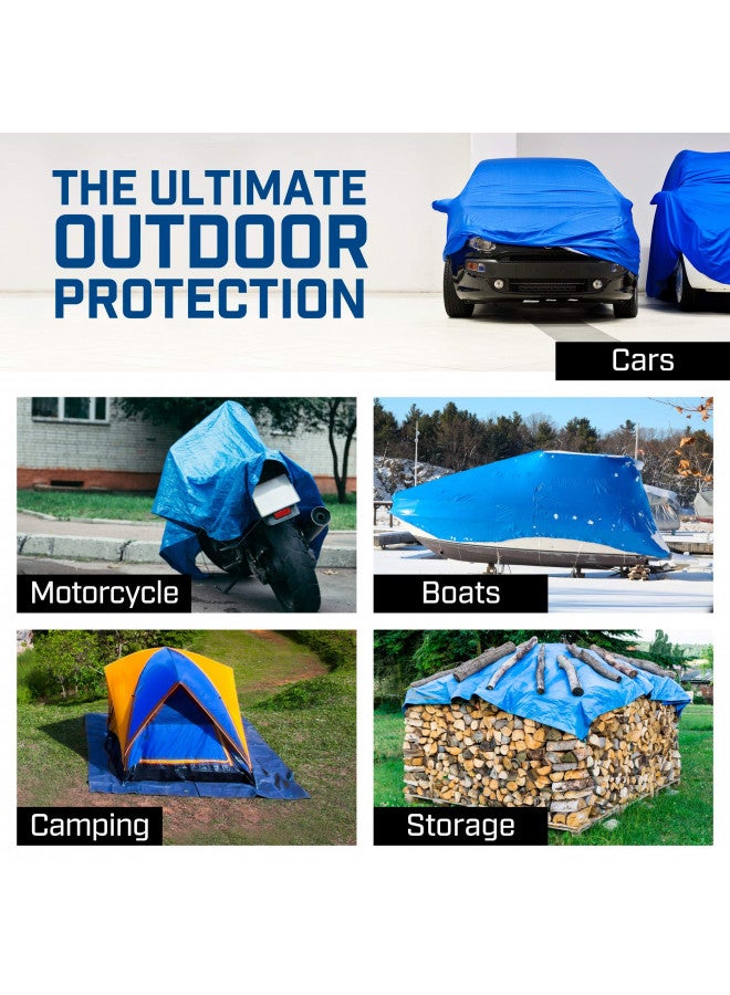 B-Air Grizzly Tarps by B-Air 9' x 12' Large Multi-Purpose Waterproof Heavy Duty Poly Tarp with Grommets Every 36", 8x8 Weave, 5 Mil Thick, for Home, Boats, Cars, Camping, Protective Cover, Blue - Image 3