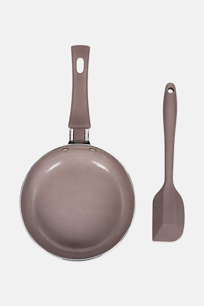 Bombay Non-Stick Ceramic Coated Mini Fry Pan With Silicone Spatula, Taupe - Image 2