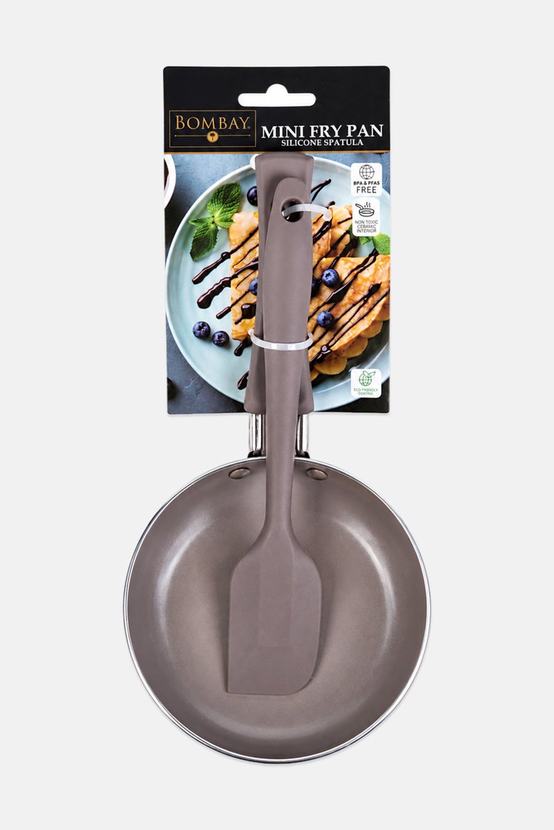 Bombay Non-Stick Ceramic Coated Mini Fry Pan With Silicone Spatula, Taupe - Image 1