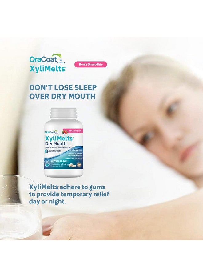 أوراكوت لاصقات OraCoat XyliMelts المرطبة لتخفيف جفاف الفم مع إكسيليتول، 100 قطعة، عصير التوت، يساعد على تحفيز اللعاب لعلاج جفاف الفم، غير حمضي، للاستخدام ليلاً ونهارًا، إطلاق مؤقت لمدة تصل إلى 8 ساعات - Image 4