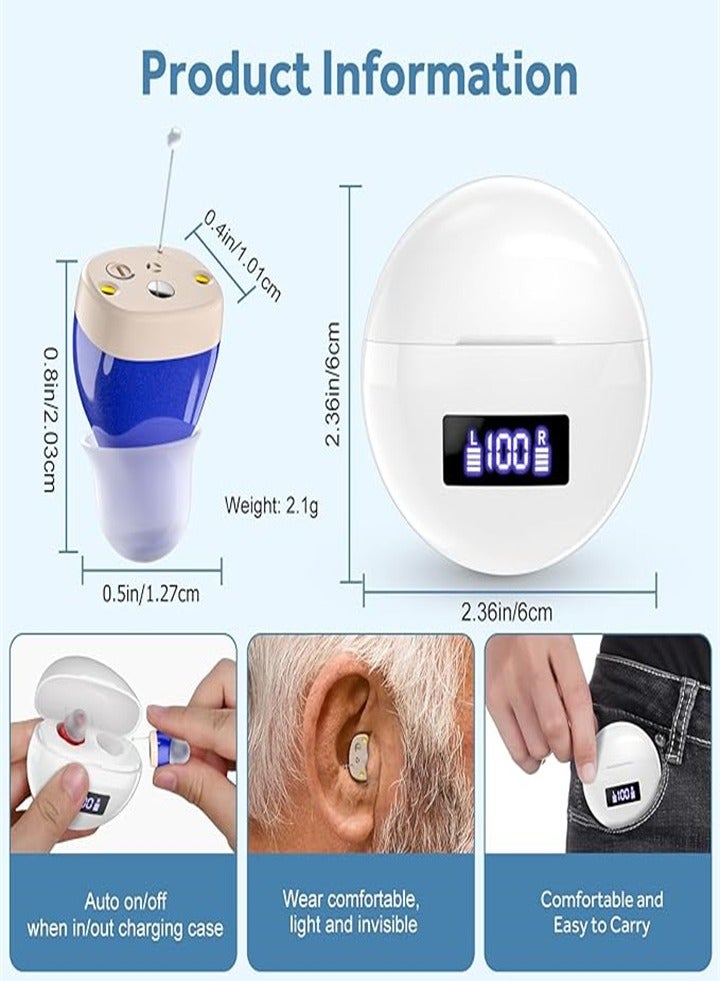 Hearing aids, invisible magnetic hearing aids, contact charging case with LED power display (white, red, blue) - Image 3