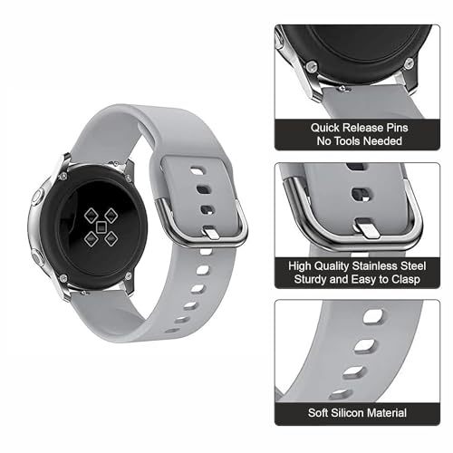 INEFABLE 20mm SmartWatch Strap Compatible with Amazfit GTS 2 Mini, Amazfit Bip/Bip U/Pro/Lite, Bip S, Amazfit GTS/ 2/2e, Samsung Galaxy Watch 4/ Watch 5 for All 20mm Watches - Pack of 1 (Light Grey) - Image 4