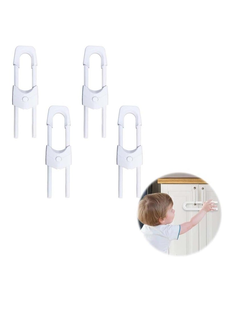 RATSAW 4Pcs Cupboard Locks Child Proof Locks U Shaped for Kitchen Bathroom Storage Doors Knobs and Handles No Tools No Drilling - Image 1
