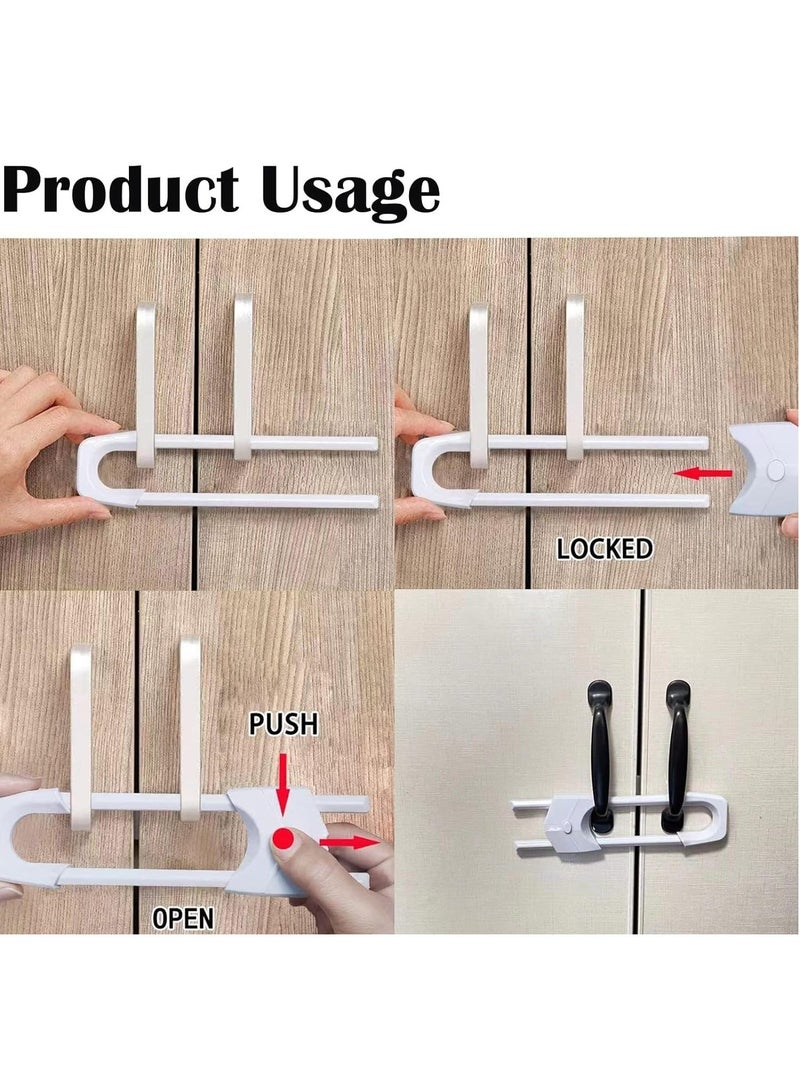 RATSAW 4Pcs Cupboard Locks Child Proof Locks U Shaped for Kitchen Bathroom Storage Doors Knobs and Handles No Tools No Drilling - Image 5