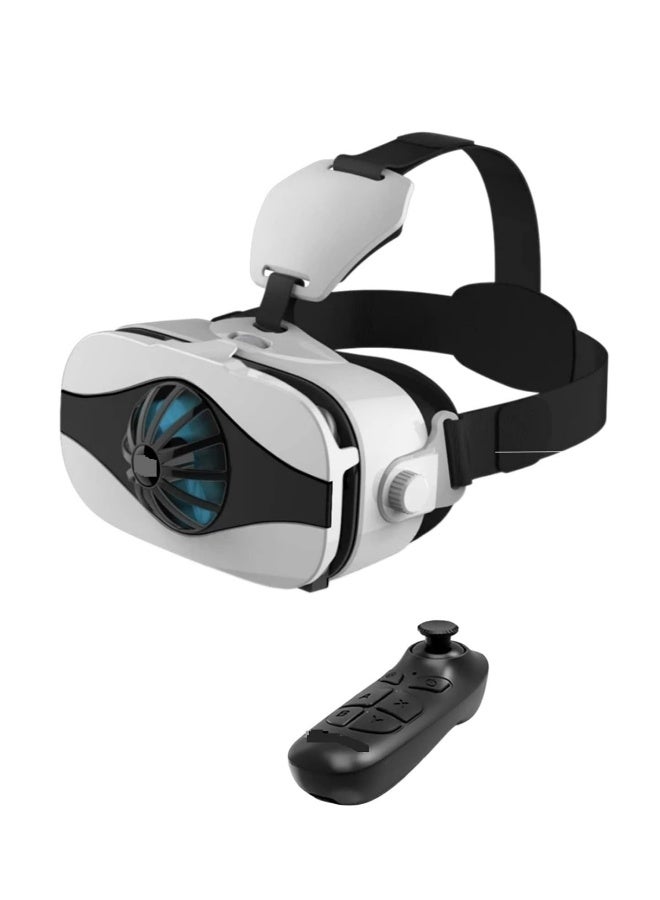 نظارات الواقع الافتراضي 3D VR الذكية للهواتف المحمولة والشبكات الذكية مع عدسات مقاس 4-6.4 بوصة ونظارات ثنائية العدسة مع جهاز تحكم متوافق مع هواتف iOS و Android طراز 5F Mini B03 - Image 1