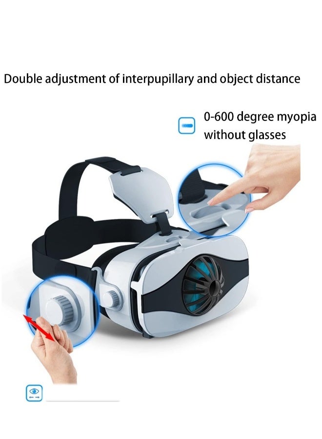 نظارات الواقع الافتراضي 3D VR الذكية للهواتف المحمولة والشبكات الذكية مع عدسات مقاس 4-6.4 بوصة ونظارات ثنائية العدسة مع جهاز تحكم متوافق مع هواتف iOS و Android طراز 5F Mini B03 - Image 3