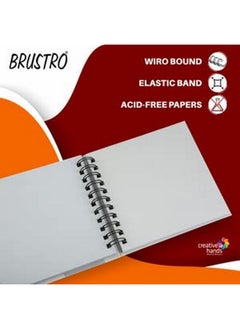 BRUSTRO BRUSTRO Toned Paper - Grey Sketchbook | A4, 120 GSM | 60 Sheets/120 Pages | Wiro Bound, Spiral, Premium, Acid-free Paper, Ideal for Dry media, Mandala Art, Graphite, Charcoal, Colour pencils, Gel pens  - Image 2