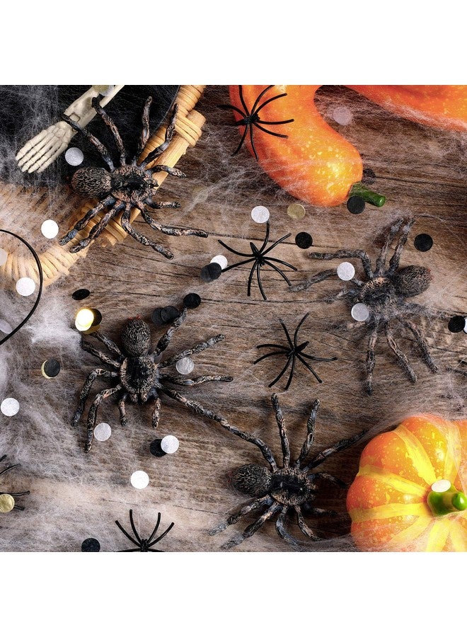 Skylety Realistic Spider Giant Fake Spider Action Model Plastic Animal Tarantula Toy Figures Lifelike Educational Learning Toys for Boys and Girls, Halloween Prank Props Party Supplies (4 Pieces) - Image 3