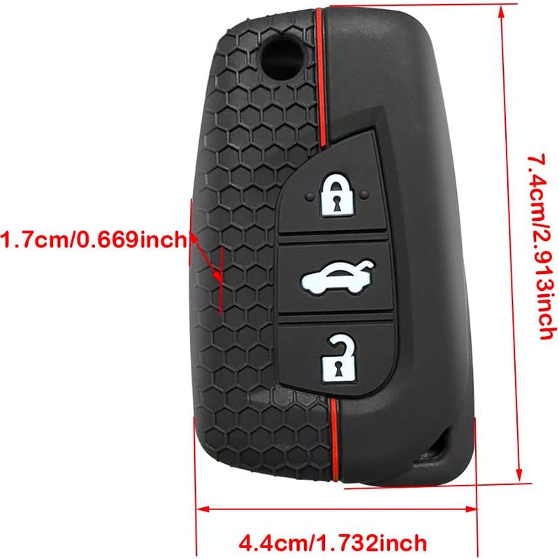 7Cylinder Silicone Key Fob Cover for Toyota - 2 Pcs (Black Old Style) - Image 4