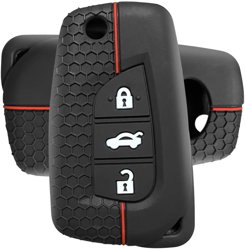 7Cylinder Silicone Key Fob Cover for Toyota - 2 Pcs (Black Old Style) - Image 3