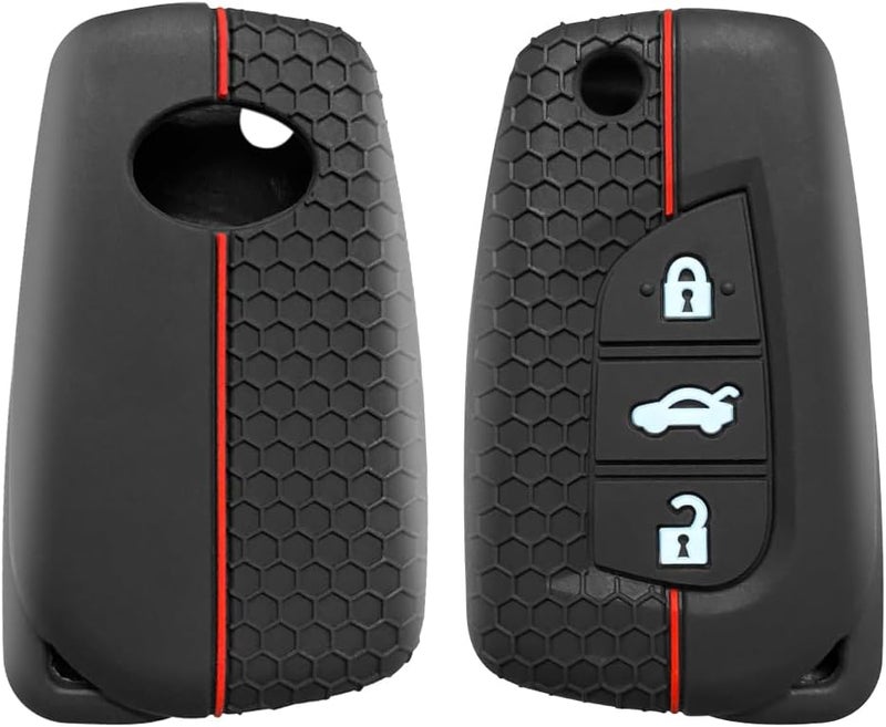 7Cylinder Silicone Key Fob Cover for Toyota - 2 Pcs (Black Old Style) - Image 1