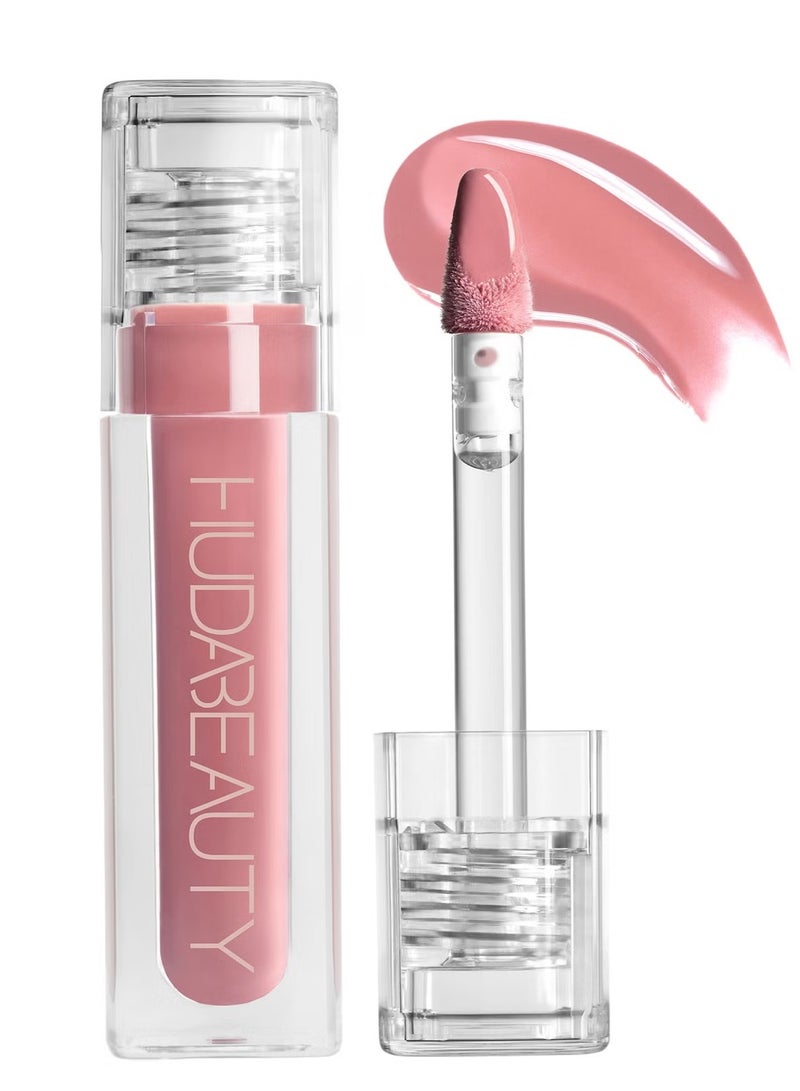 HUDA BEAUTY Faux Filler Extra Shine Lip Gloss- Sugar Baby,  3.9ml Pink - Image 1