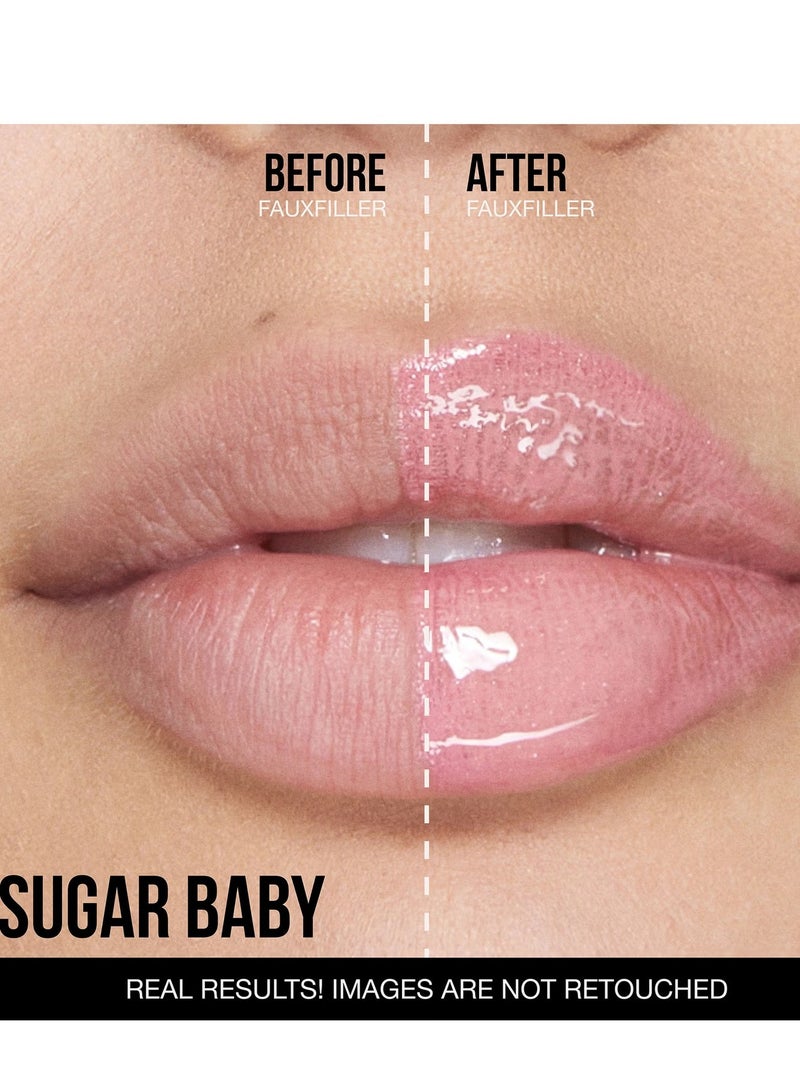 HUDA BEAUTY Faux Filler Extra Shine Lip Gloss- Sugar Baby,  3.9ml Pink - Image 3