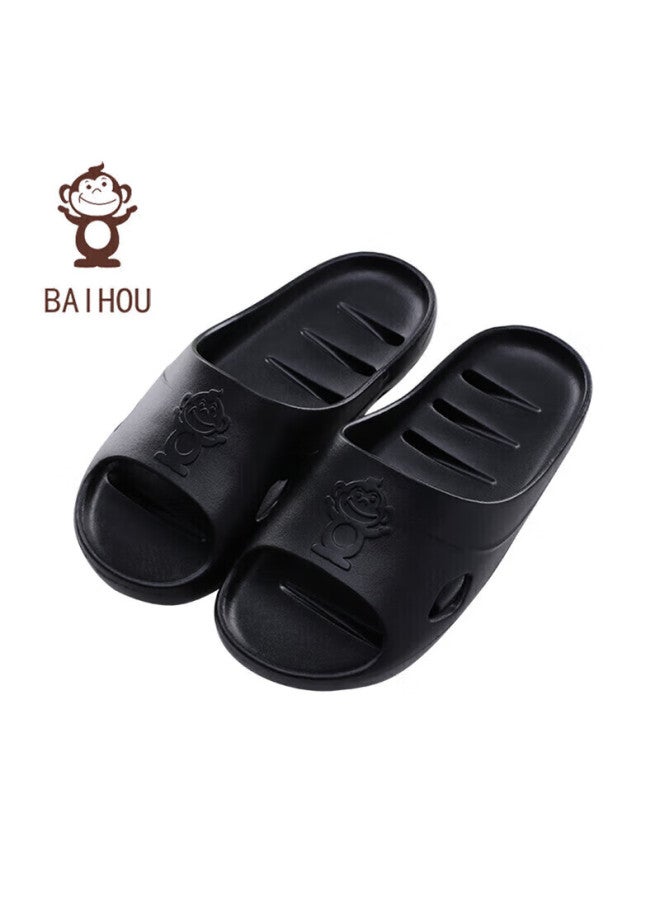 Baihou Side-slipper Breathable Non-slip Bathroom Slippers For Men, Women And Children, Summer Home Use Parent-child Fish-shaped Slippers, Black Size 44-45 - Image 1