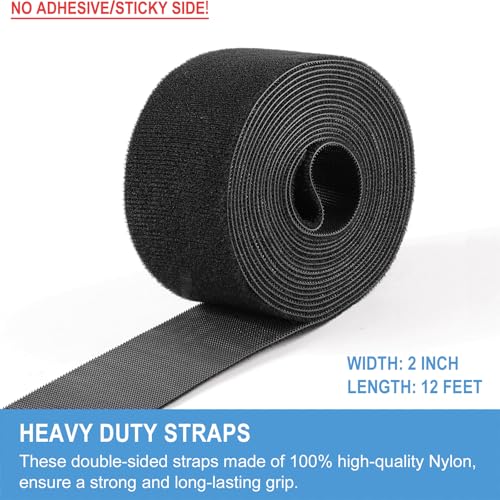 QTBLY 2in x 12ft | Hook and Loop Straps Heavy Duty | Double Sided Self-Gripping Strips | Reusable Multi-Purpose Wrap Roll for Home, Office, Data Center, and More - Image 2