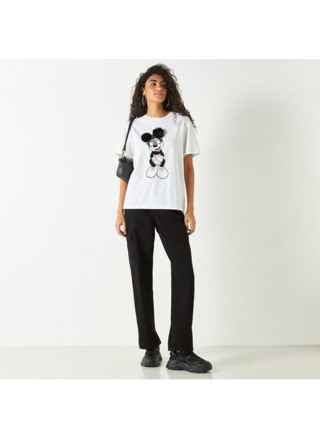 SP Characters Mickey Mouse Embellished T-Shirt with Crew Neck and Short Sleeves  - Image 1