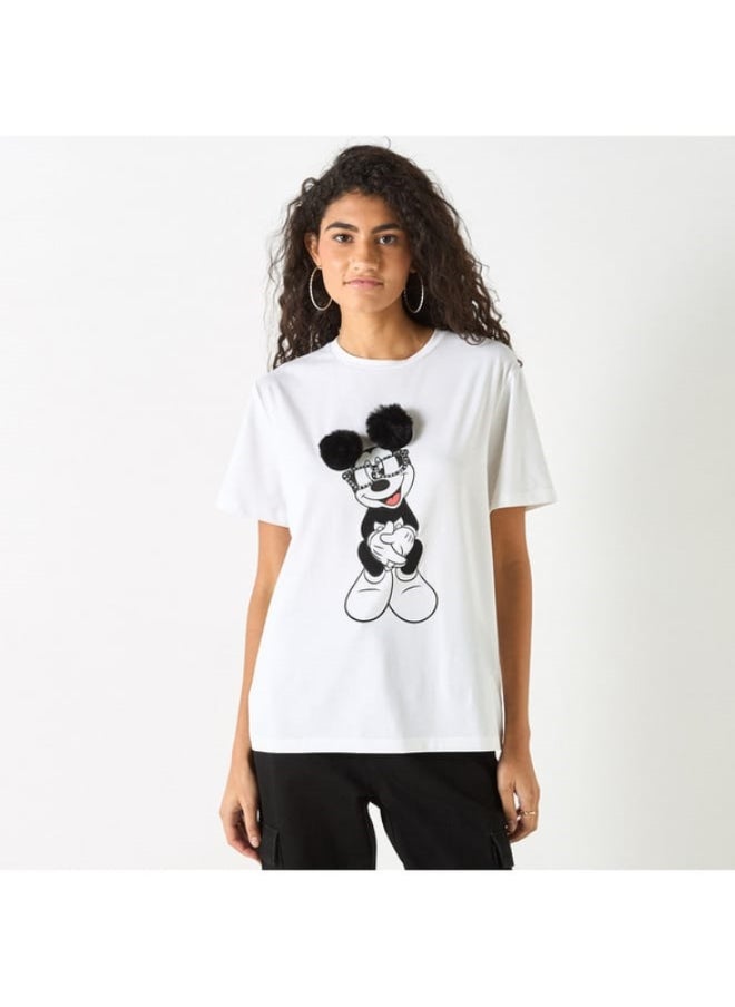 SP Characters Mickey Mouse Embellished T-Shirt with Crew Neck and Short Sleeves  - Image 4