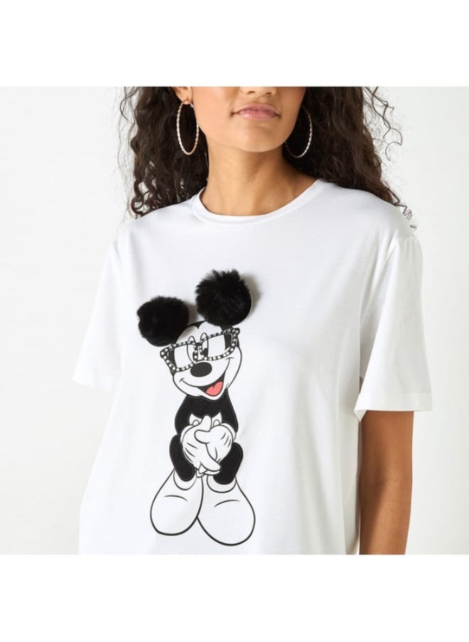 SP Characters Mickey Mouse Embellished T-Shirt with Crew Neck and Short Sleeves  - Image 2