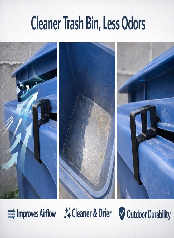Kimalab Trash Can Ventilation Clip for U.S. Curbside Bins, Lid Spacer for Odor Reduction, Fits Residential Roller Trash Cans, Black - Image 4