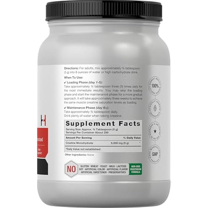 Horbäach Creatine Monohydrate Powder | 2.2lbs (35.2 oz) | Micronized and Unflavored | Vegetarian, Non-GMO, and Gluten Free Supplement - Image 2