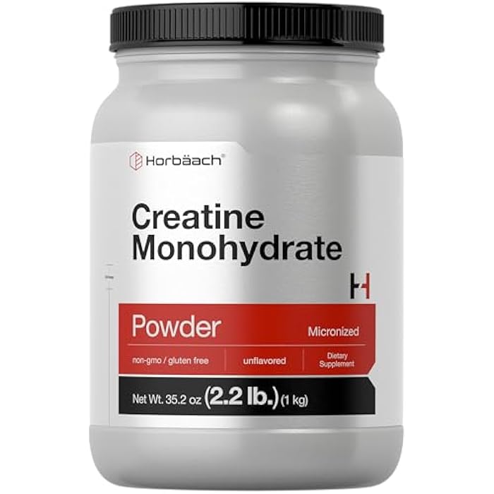 Horbäach Creatine Monohydrate Powder | 2.2lbs (35.2 oz) | Micronized and Unflavored | Vegetarian, Non-GMO, and Gluten Free Supplement - Image 1