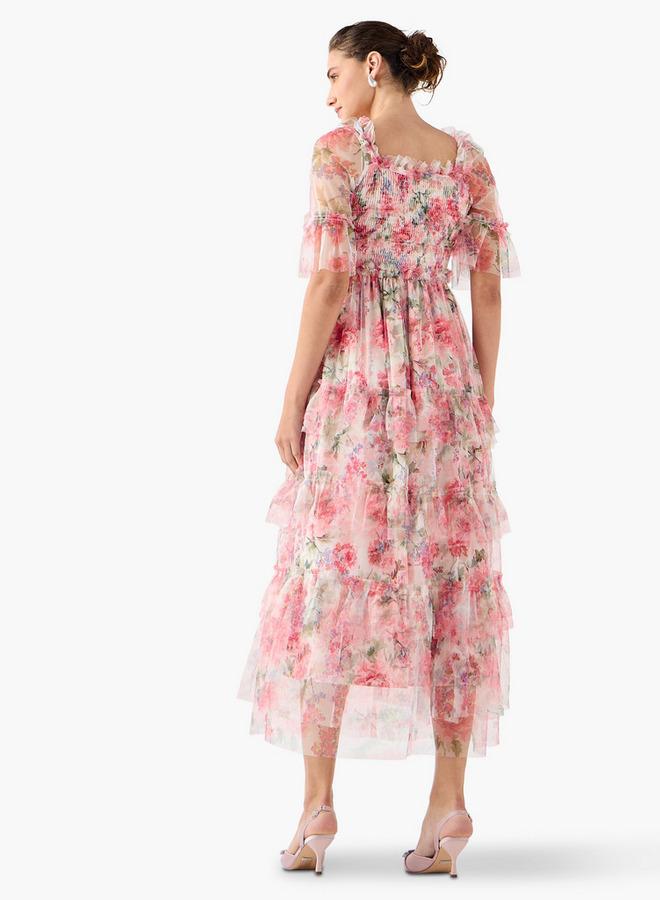 2Xtremz Floral Print Midi Dress with Ruffle Detail - Image 3