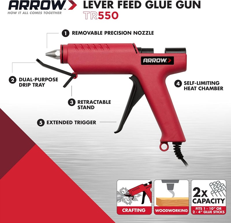 Arrow Fastener Arrow TR550 Heavy Duty Professional Electric Hot Melt Glue Gun for Crafts, Construction, Wood, Uses Standard Glue Sticks - Image 2