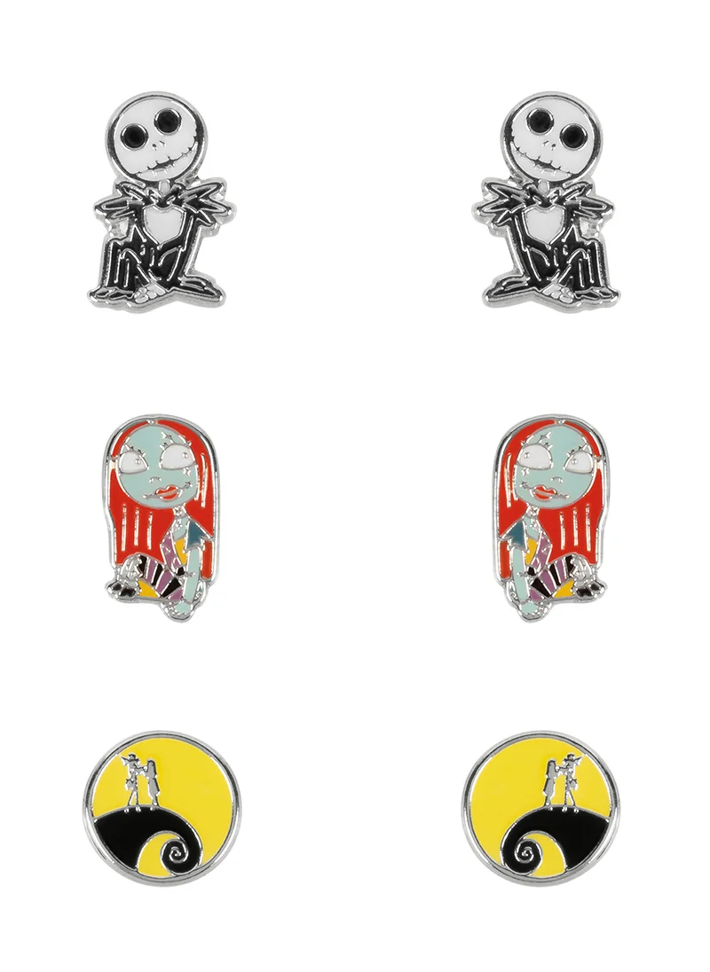 ديزني The Nightmare Before Christmas Black, White, Red And Yellow Trio Earring Set SF00470SL