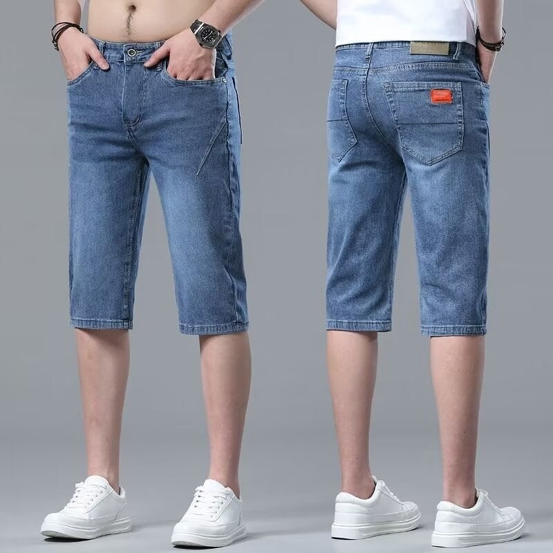 Thin Denim Shorts Boys Summer 2024 New Breathable Loose Casual Stretch Straight Pants Trendy - Image 5