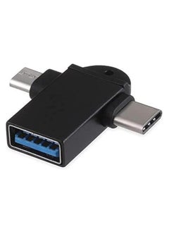 Generic 2 in 1 OTG Adapter Type C and Micro - OTG for transferring data from laptop to phone or tablet - Type C and Micro to Type A converter - 2 in 1 Type C + Micro to OTG data transfer and conversion compatible with Samsung, Oppo, Huawei, Realme and Xiaomi phones - OTG for reading flash memory on the phone - Converter from flash memory to Type C or Micro - OTG to Type C - OTG to Micro  - Image 1