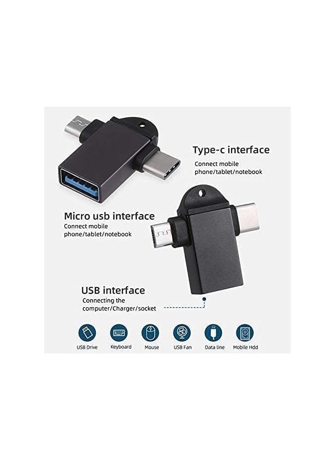 Generic - 2 in 1 OTG Adapter Type C and Micro - OTG for transferring data from laptop to phone or tablet - Type C and Micro to Type A converter - 2 in 1 Type C + Micro to OTG data transfer and conversion compatible with Samsung, Oppo, Huawei, Realme and Xiaomi phones - OTG for reading flash memory on the phone - Converter from flash memory to Type C or Micro - OTG to Type C - OTG to Micro - Image 1