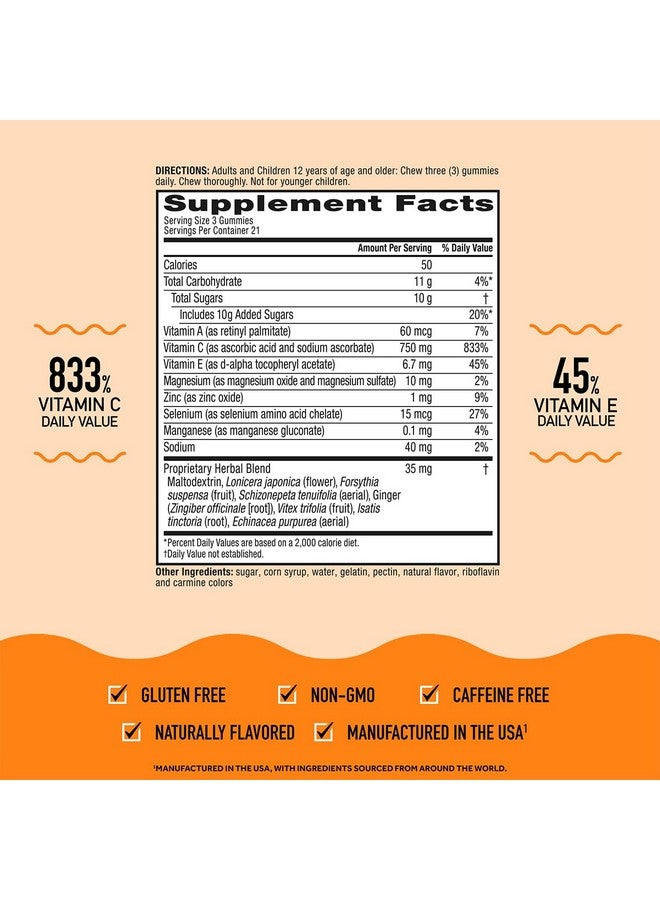 Airborne 750mg Vitamin C Immune Support Supplement Gummies for Adults, Zesty Orange Flavor, Gluten Free Crafted Blend with Powerful Antioxidants Vitamins A C & E, 63 Gummies (3 Pack) - Image 5