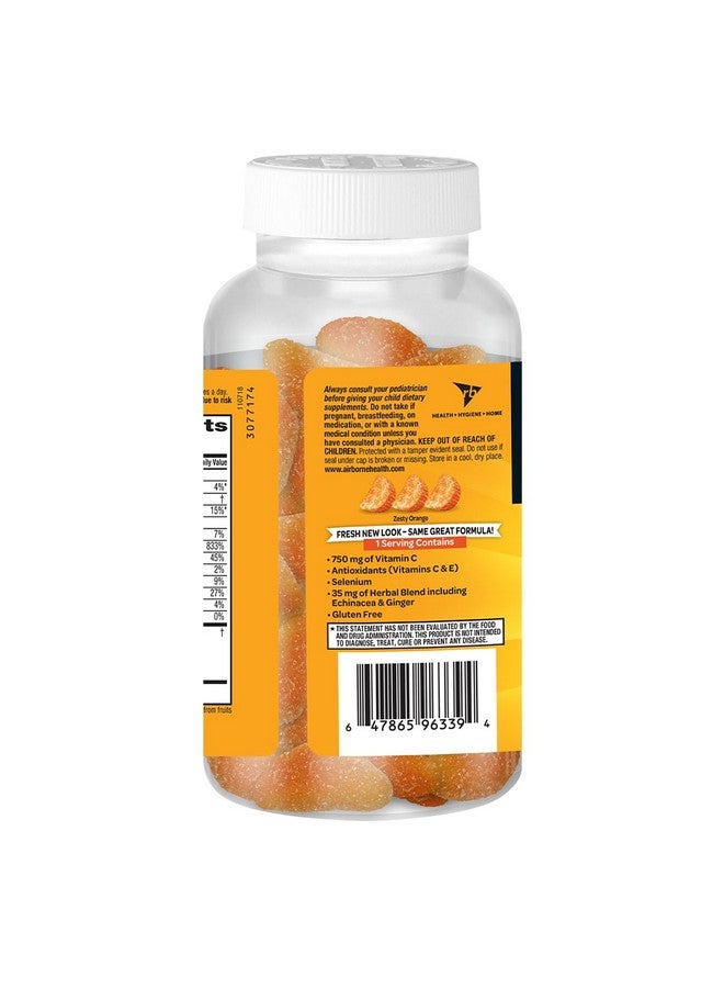 Airborne 750mg Vitamin C Immune Support Supplement Gummies for Adults, Zesty Orange Flavor, Gluten Free Crafted Blend with Powerful Antioxidants Vitamins A C & E, 63 Gummies (3 Pack) - Image 3