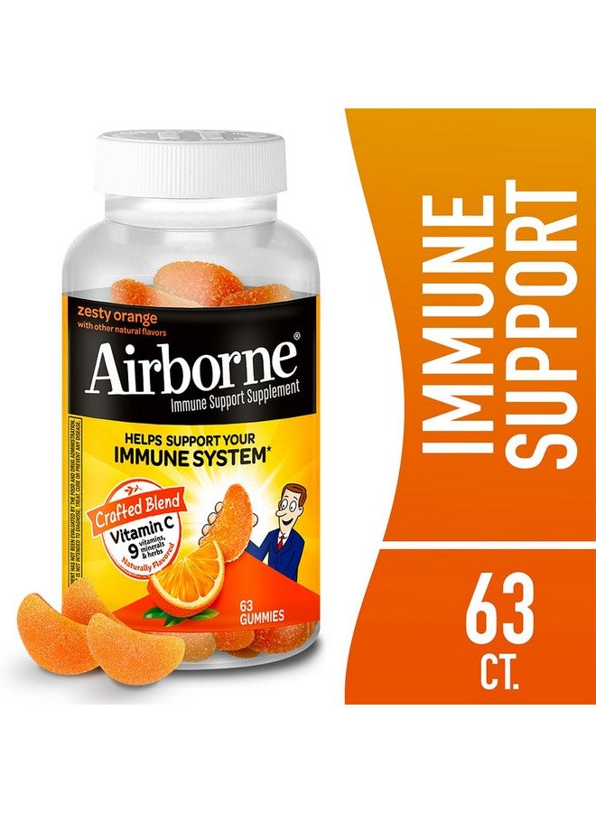 Airborne 750mg Vitamin C Immune Support Supplement Gummies for Adults, Zesty Orange Flavor, Gluten Free Crafted Blend with Powerful Antioxidants Vitamins A C & E, 63 Gummies (3 Pack) - Image 2