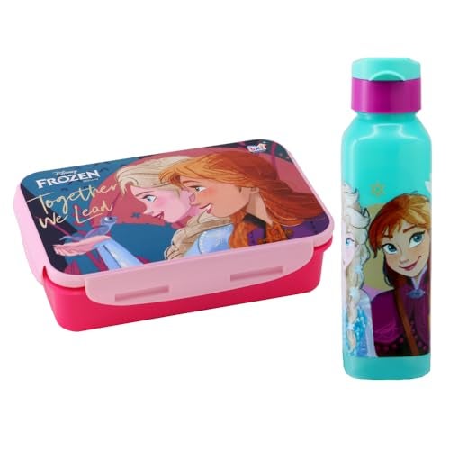 SKi Homeware Lock & Seal Disney Lunch Box + Water Bottle Combo, for School Kids, a Gift for Girls and Boys with Attractive Character Prints and Vibrant Colours (Frozen) - Image 1