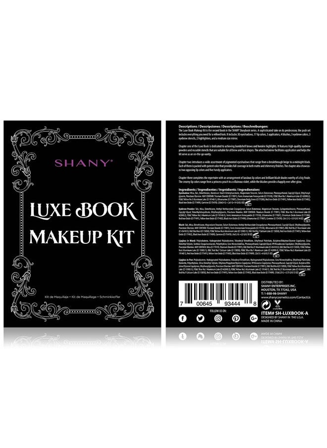 Shany Luxe Book Makeup Set All In One Travel Cosmetics Kit With 30 Eyeshadows 15 Lip Colors 5 Brushes 4 Pressed Blushes 3 Brow Colors And Mirror  - Image 3