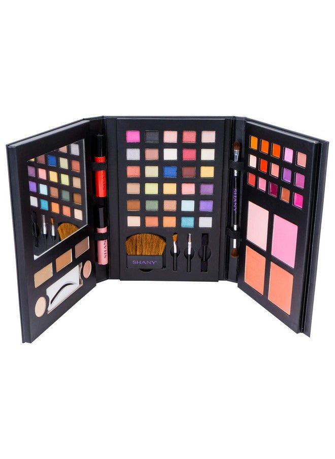 Shany Luxe Book Makeup Set All In One Travel Cosmetics Kit With 30 Eyeshadows 15 Lip Colors 5 Brushes 4 Pressed Blushes 3 Brow Colors And Mirror  - Image 5
