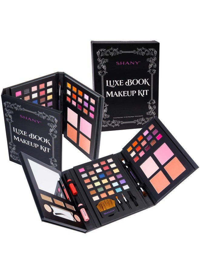Shany Luxe Book Makeup Set All In One Travel Cosmetics Kit With 30 Eyeshadows 15 Lip Colors 5 Brushes 4 Pressed Blushes 3 Brow Colors And Mirror  - Image 2