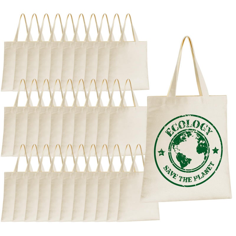 Xuniea 32 Pieces Sublimation Polyester Tote Bags Blanks Bulk 98 x 118 Inch Reusable Canvas Tote Printable Grocery Bags for Teacher Mother Day Easter DIY Gift
