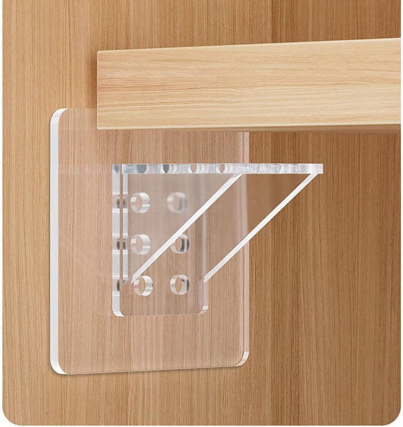 HETVIN Shelf Support Pegs - Innovative Punch-Free Plastic Brackets for Cabinet and Closet Shelves, Self-Adhesive Clips for Kitchen, Furniture, and Bookshelves (5) - Image 1