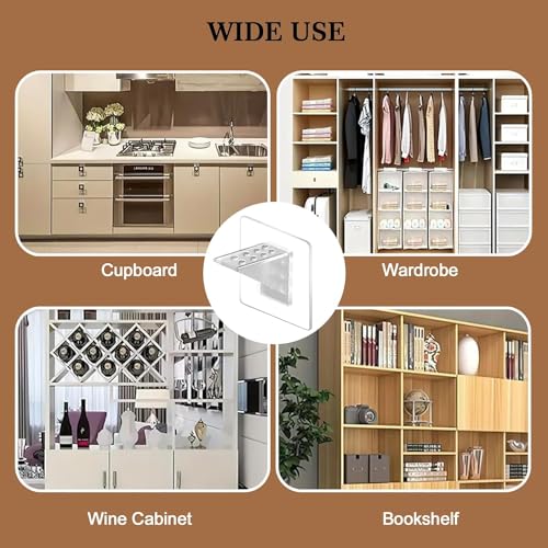 HETVIN Shelf Support Pegs - Innovative Punch-Free Plastic Brackets for Cabinet and Closet Shelves, Self-Adhesive Clips for Kitchen, Furniture, and Bookshelves (5) - Image 2
