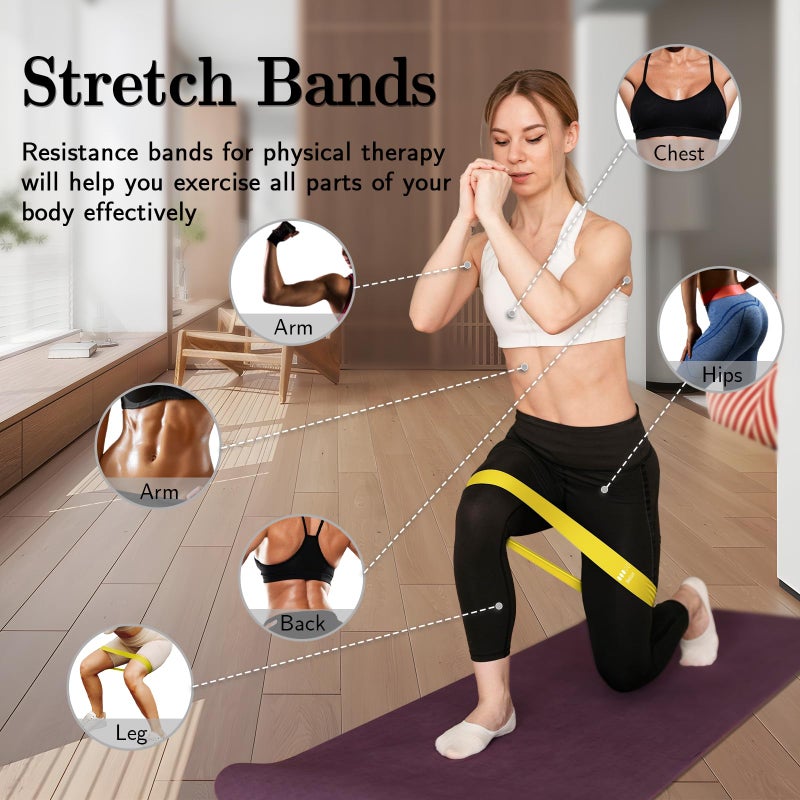 Kakuje Resistance Bands for Working Out Exercise Bands Resistance Bands Set with 5 Resistance Levels Multi Colored Workout Bands for Indoor and Outdoor Fitness Leg Strength Training Rehab Yoga - Image 3