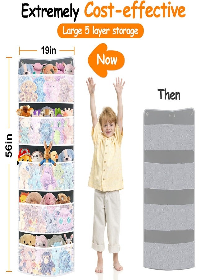 Gymbigger Soft Corner Shelf- Corner Toy Storage Organizer- Wall Mount Storage- Child-Friendly Handing Organizer for Kid's Toys, Stuffed Animals, Sundries, Diapers, for Kids Bedroom 5 Large Mesh Pockets - Image 3