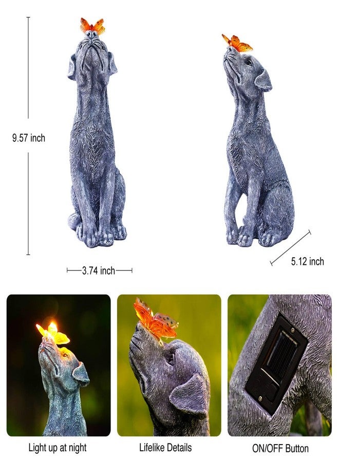 Goodeco Dog Statue with Solar Butterfly - Ideal Gifts for Dad, Mom or Birthdays, Beautifully Crafted Outdoor Decorations to Wow Your Guests - Image 2