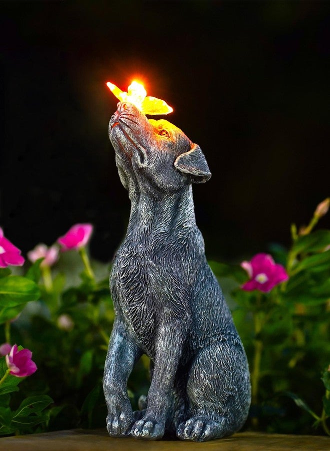 Goodeco Dog Statue with Solar Butterfly - Ideal Gifts for Dad, Mom or Birthdays, Beautifully Crafted Outdoor Decorations to Wow Your Guests - Image 1